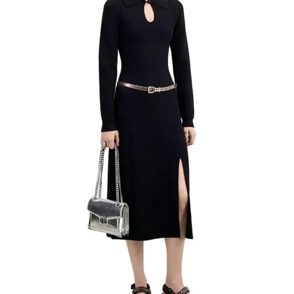 🖤🗝️ NWT The Kooples Keyhole Polo-Knit Midi Dress | Size 2 (M) | $385 Retail - Picture 6 of 13